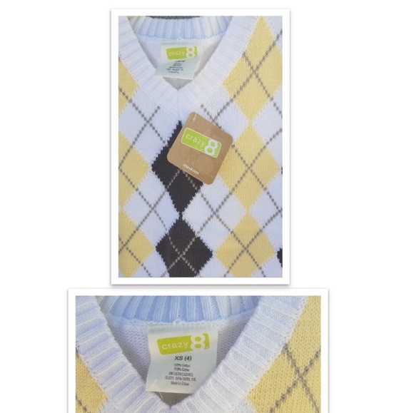 NWT Argyle Pattern V-neck Vest - Picture 3 of 3